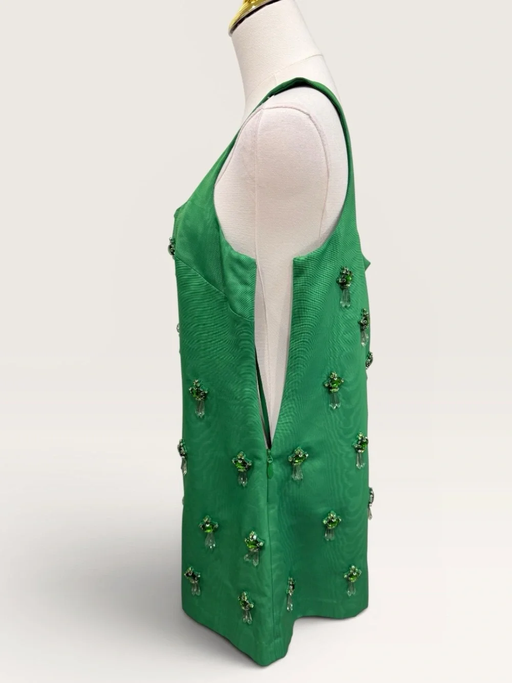 Antonio Melani The Nat Note Leonor Moire Sleeveless Jeweled Mini Dress Green SZ8